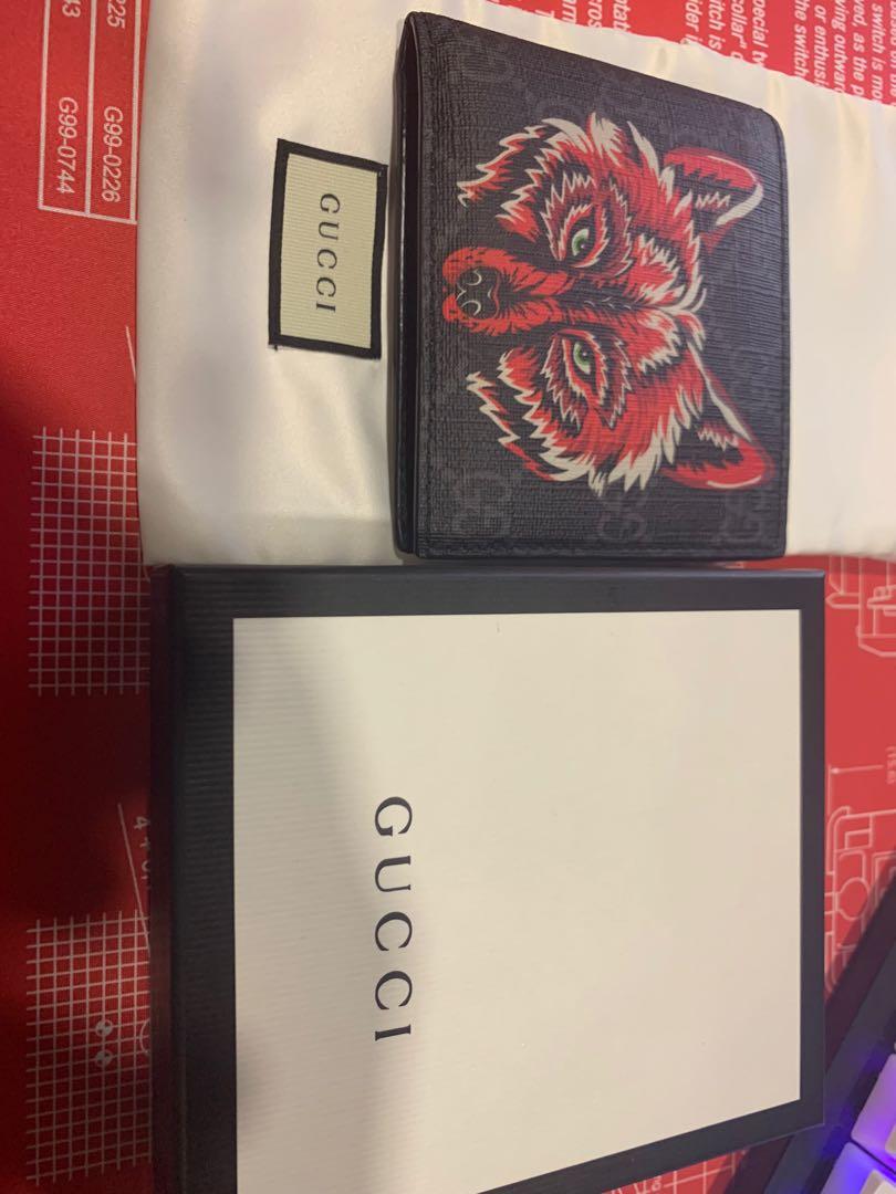 Gucci Wallet GG supreme wolf wallet Luxury Bags Wallets on