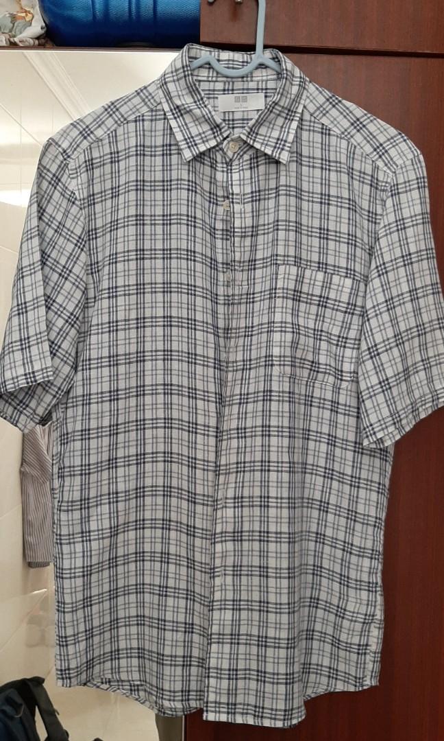 Kemeja Pria Kotak Kotak Lengan Pendek Uniqlo Fesyen Pria Pakaian Atasan Di Carousell