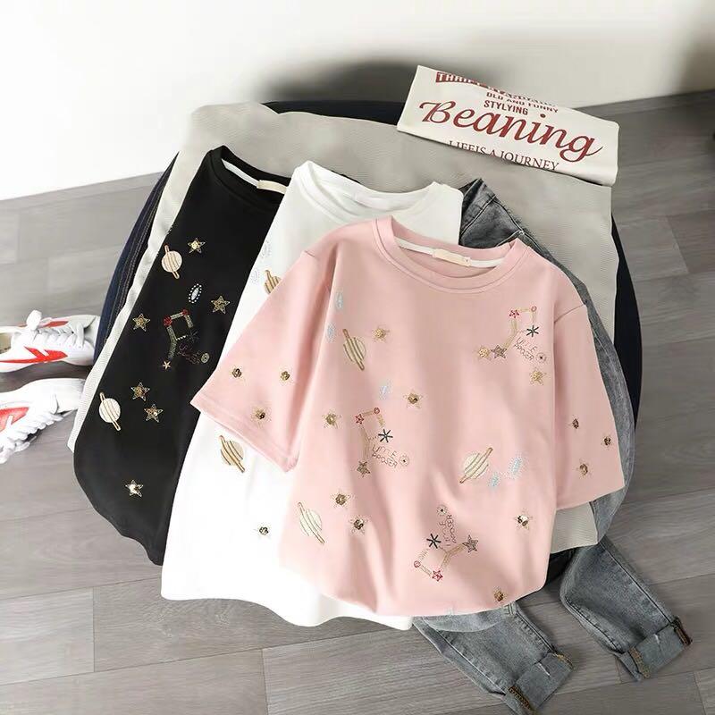 Ladies Embroidery Soft Cotton Tee Top Women S Fashion Clothes Tops On Carousell