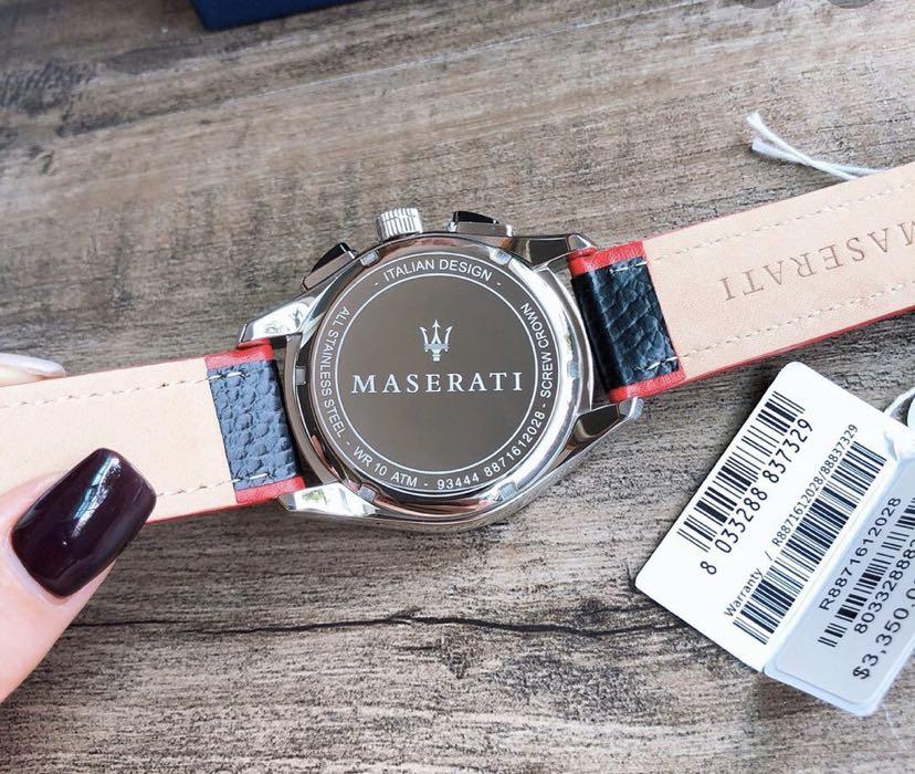 Maserati Traguardo ブラック 本革 ストラップ クォーツ 腕時計 R8871612028