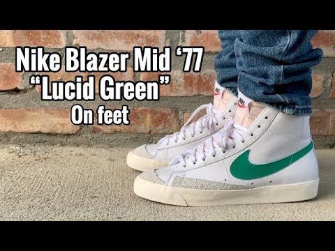 nike blazer mid 77 lucid green on feet