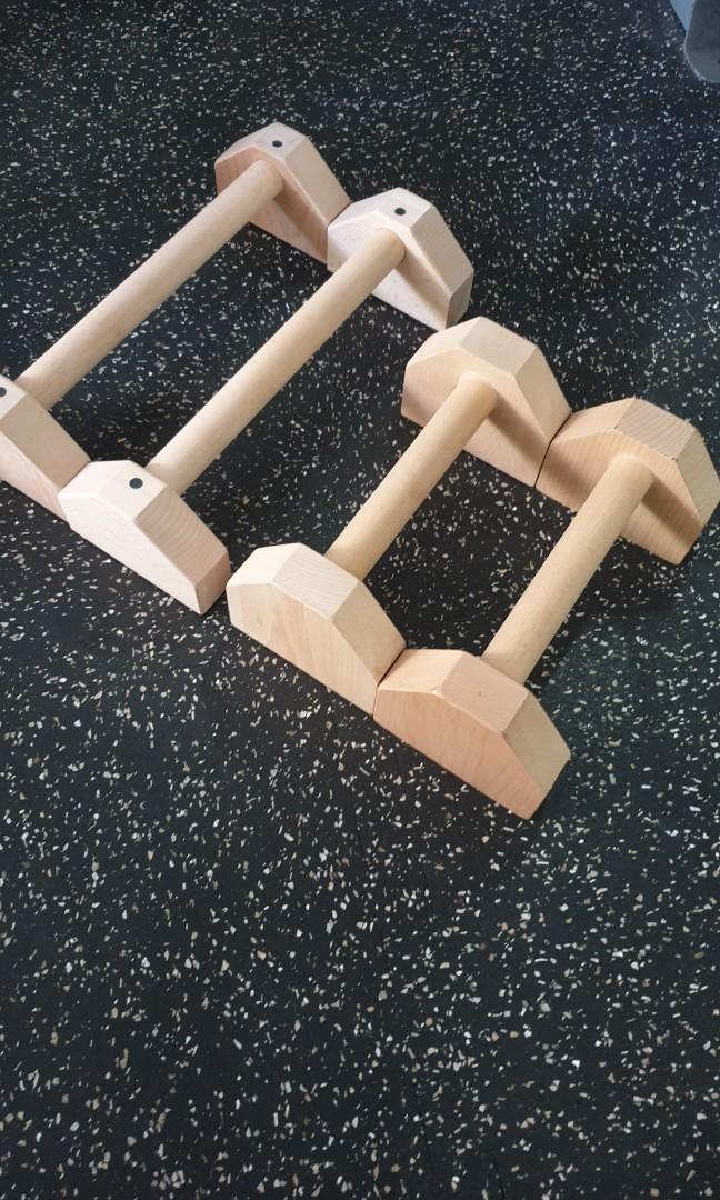 Parallettes Wooden Parallel Bars, Everything Else on Carousell