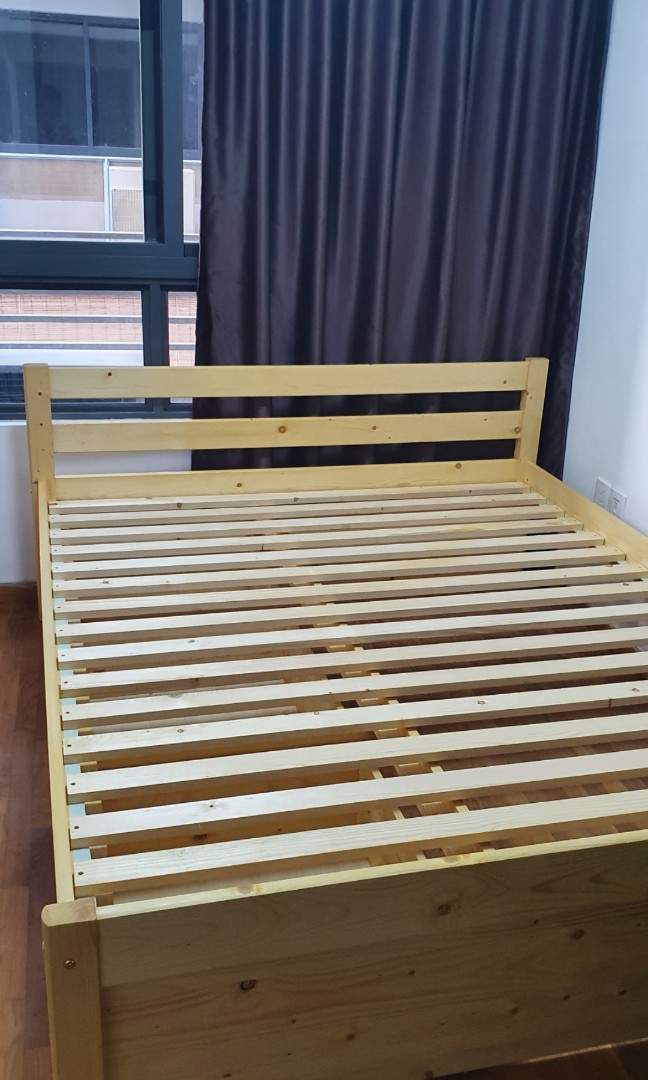 SeaHorse Solid Wood Bed Frame with Storage Drawers Queen, Furniture