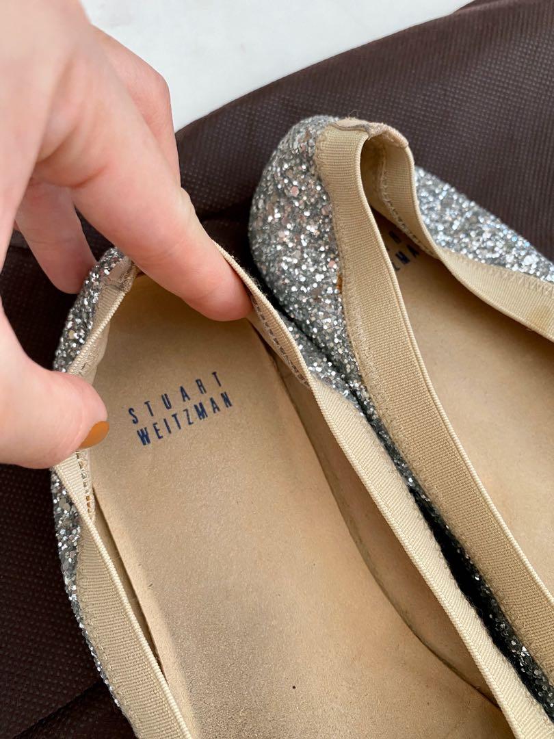 Stuart weitzman silver flats on sale