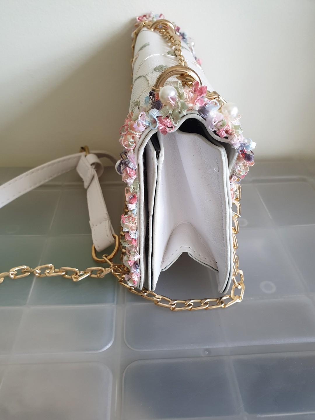 White on sale floral bag