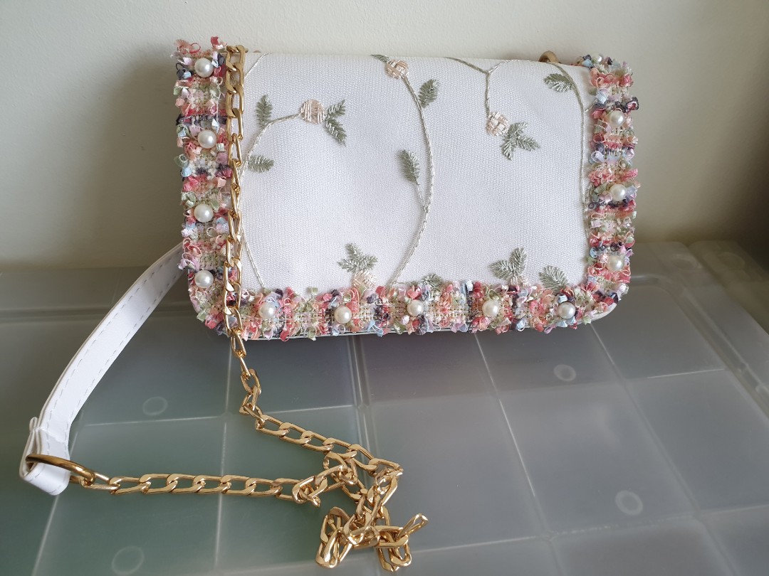 White floral best sale bag