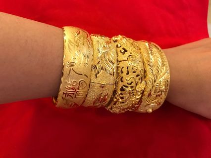 婚嫁金器出租 勁抵 龍鳳手鐲/鈪 頸鏈 仿真 全套 全部實物拍攝64216422538243110