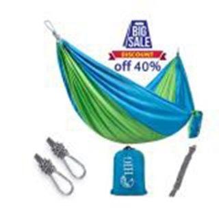 HIG Outdoor  Camping Hammock -   Double Parachute Lightweight Nylon Portable Hammock with Wtraps & Carabiners  For Backpacking, Camping, Travel, Beach