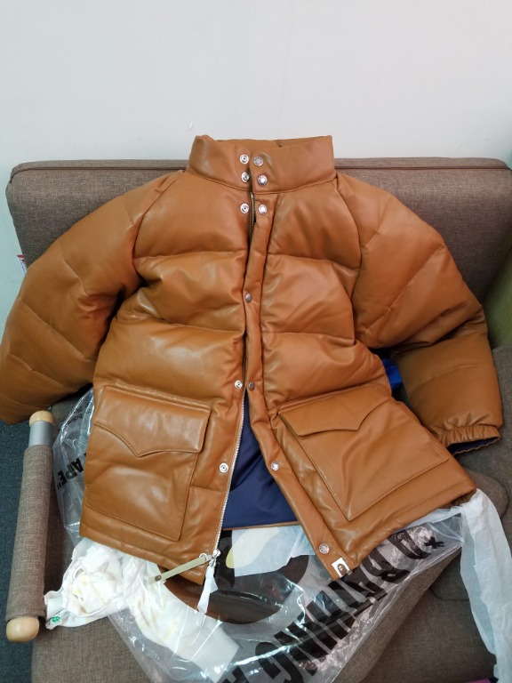 A Bathing Ape Leather Classic Down JACKET Size XL 木村羽絨, 男裝 