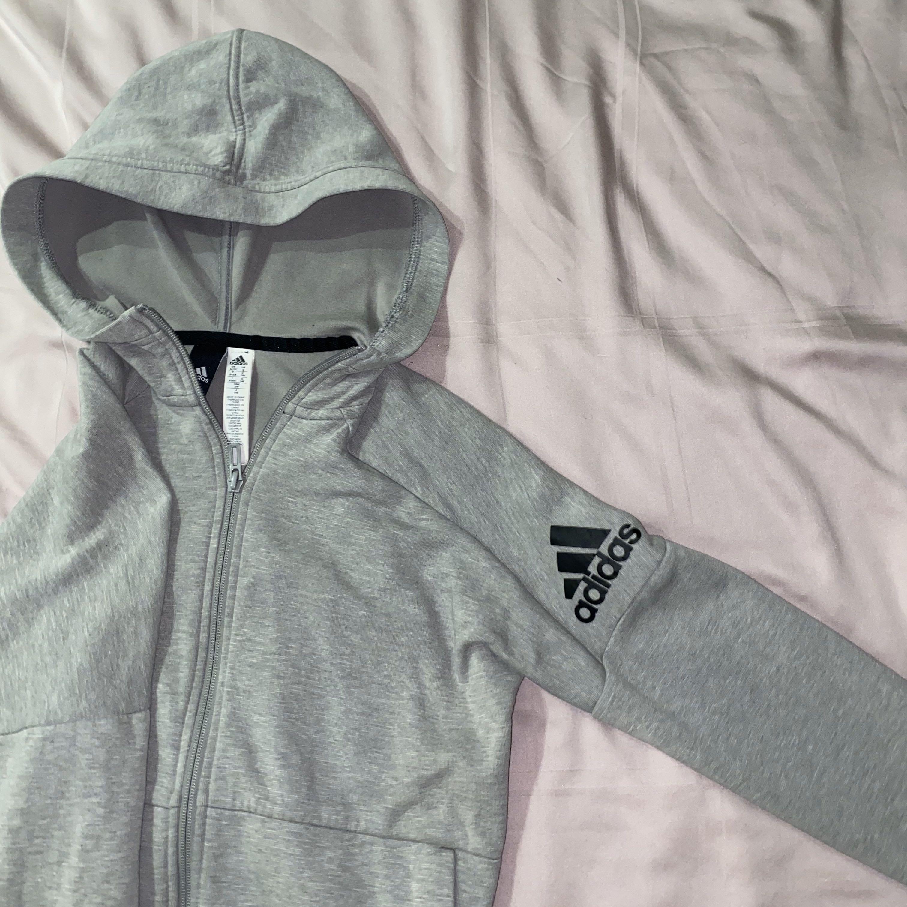 girls grey adidas hoodie