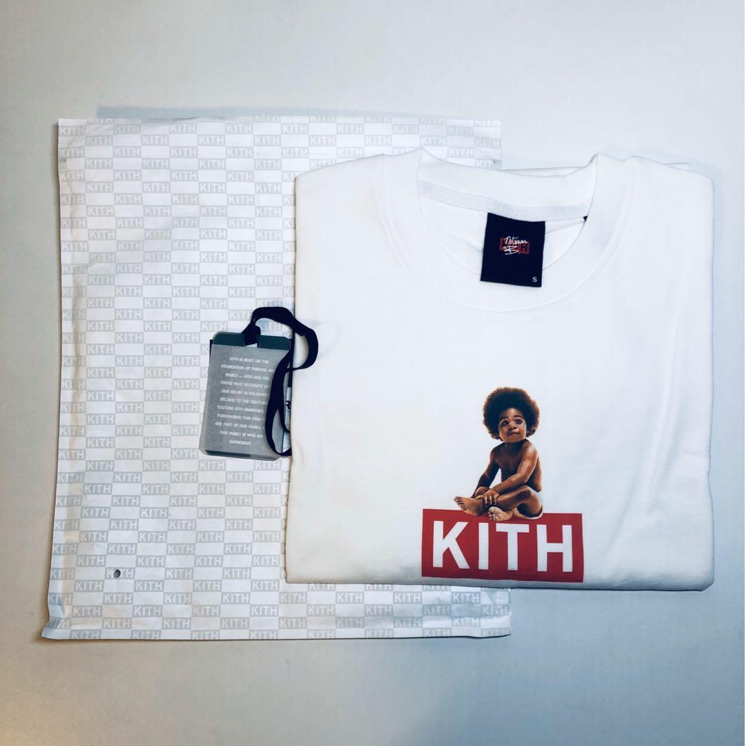Biggie x Kith Classic Logo T-Shirt White, Men's Fashion, Tops & Sets 