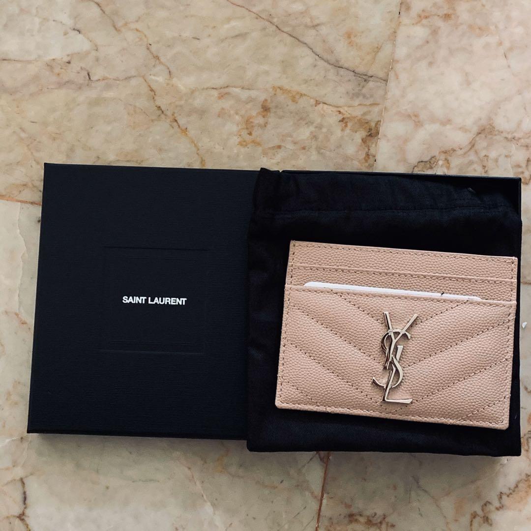 Authentic YSL light pink card holder authentic BNIB, Women's Fashion, Bags  & Wallets, Wallets & Card Holders on Carousell