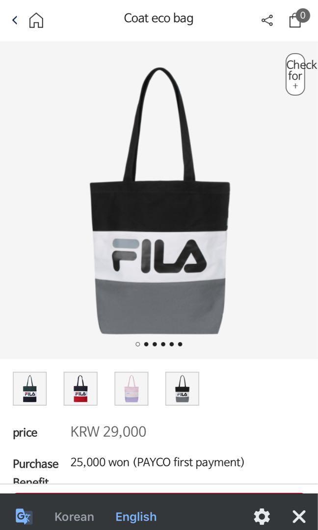 Fila tote clearance bag korea