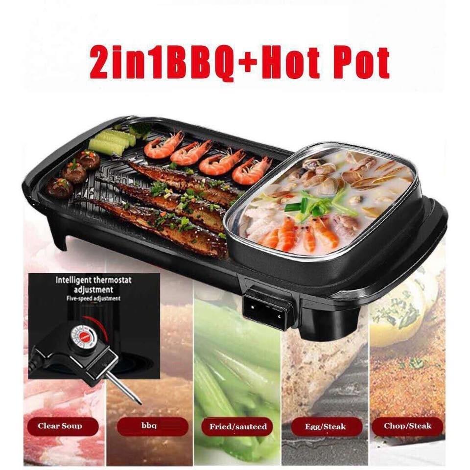Korean Samgyupsal Cooking 2 in 1 Electeic BBQ Grill with Hotpot