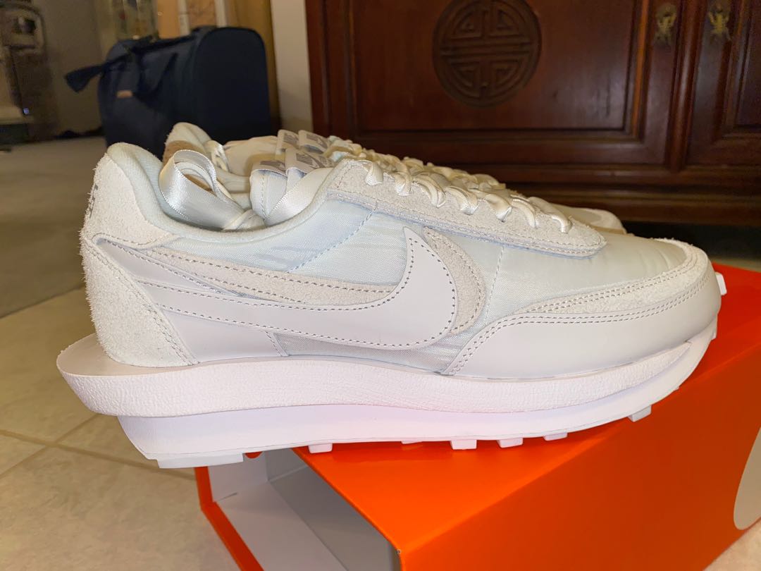 nike sacai waffle white nylon