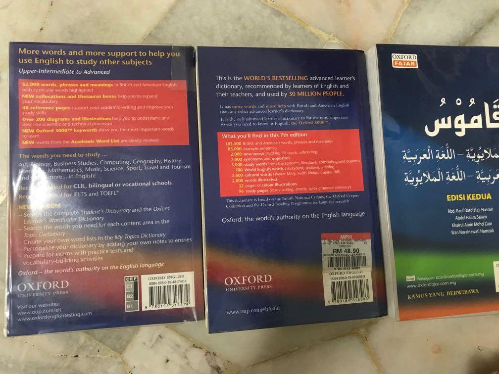 Oxford English Dictionary Kamus Melayu Arab Chinese Malay English Books Stationery Textbooks Secondary On Carousell
