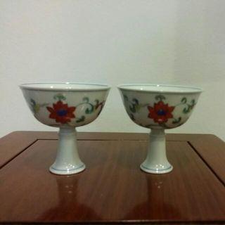 斗彩唐草纹高足杯 ~ Dou Cai Flowers Scroll Pattern Stem Cup