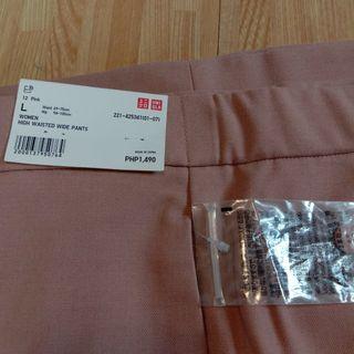 Pink UNIQLO High waisted wide pants