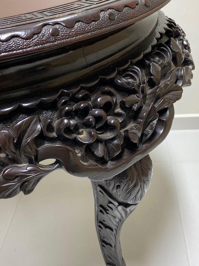 Antique Wood Round Table with Hand Crafting, Furniture & Home Living