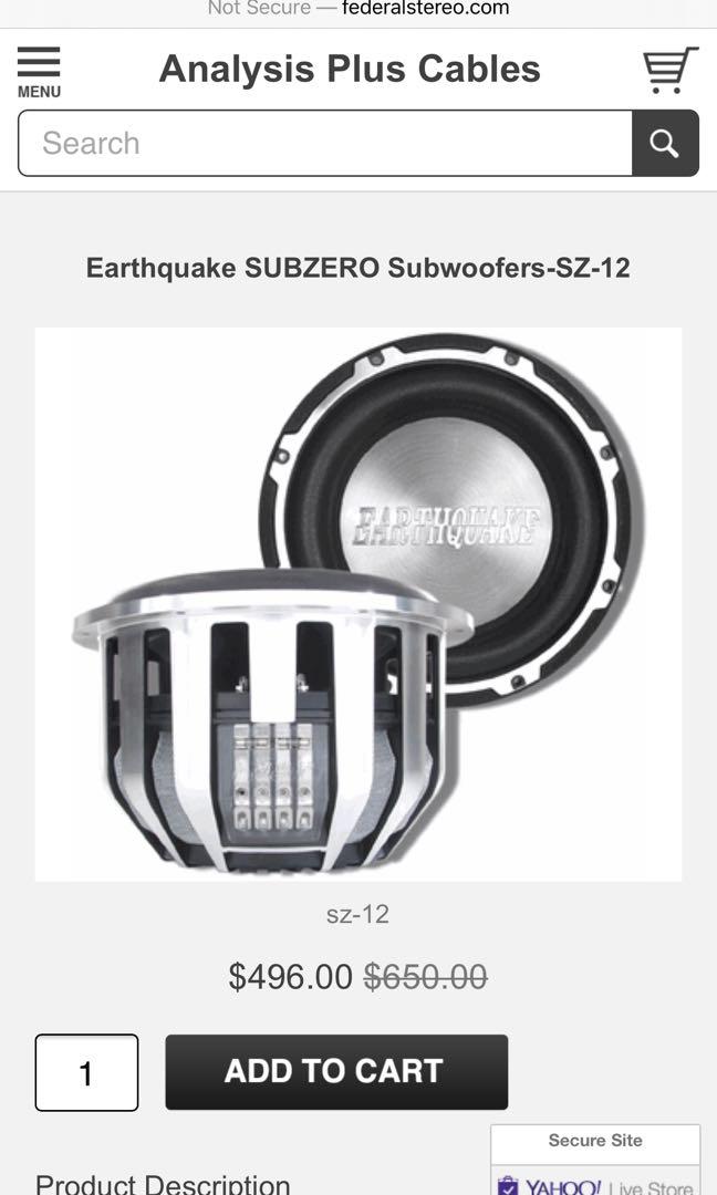 Earthquake subwoofer 12”, Auto Accessories on Carousell