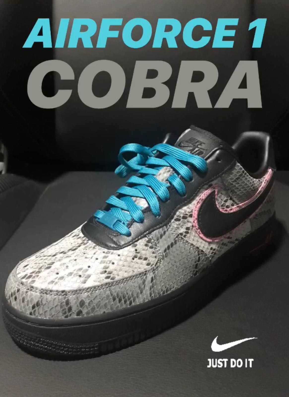Nike air force 1 trainers in black snakeskin shop