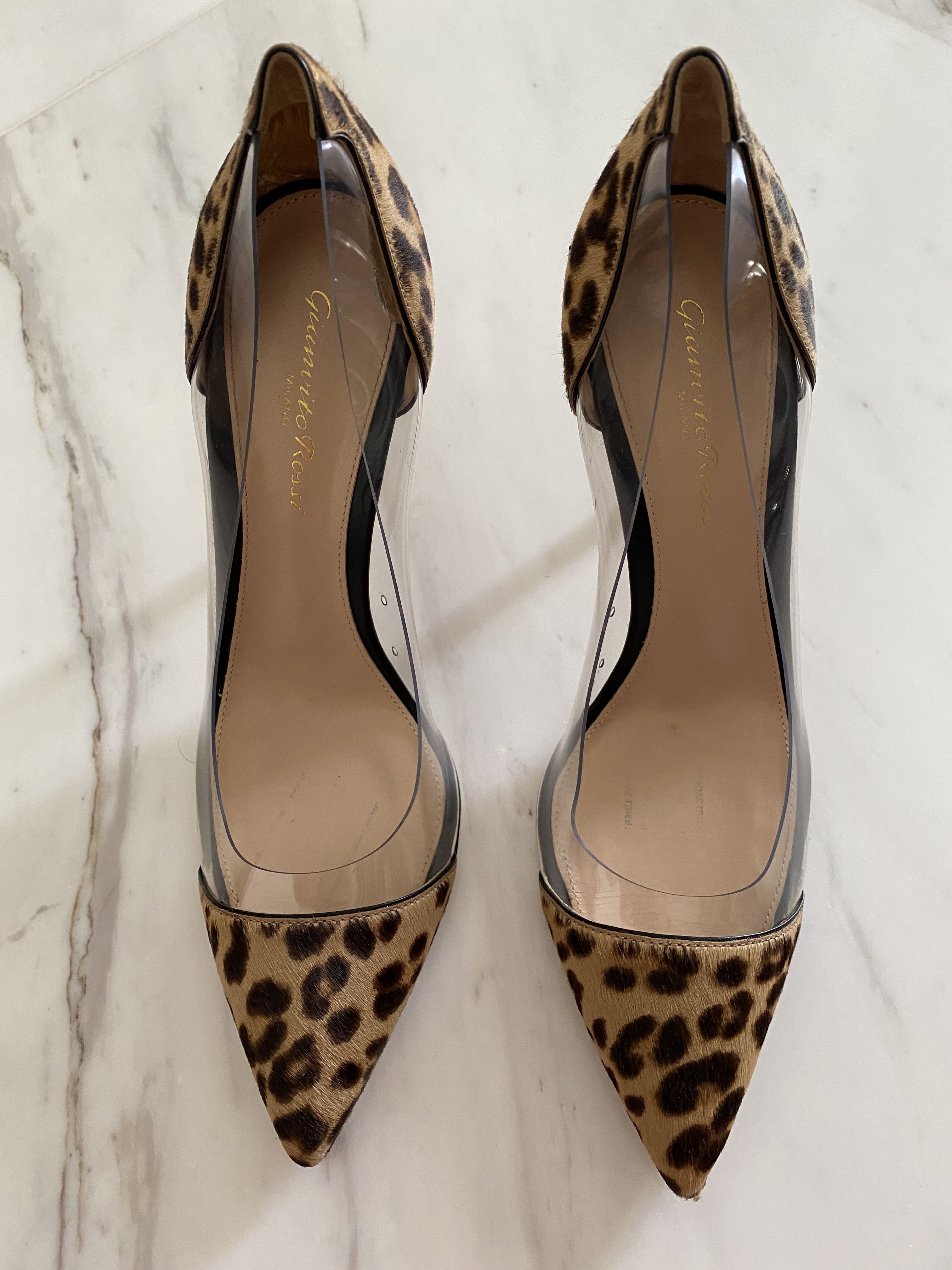 Gianvito Rossi Leopard Print Plexi Pumps Women s Fashion