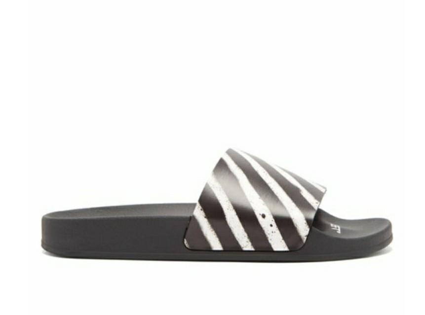 Off white striped slides on sale