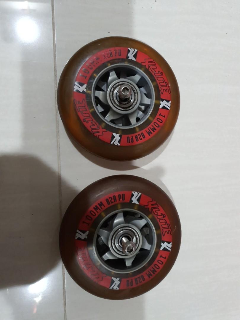 [USED] 100MM skateboard wheels aka eazy wheels for brompton, Sports