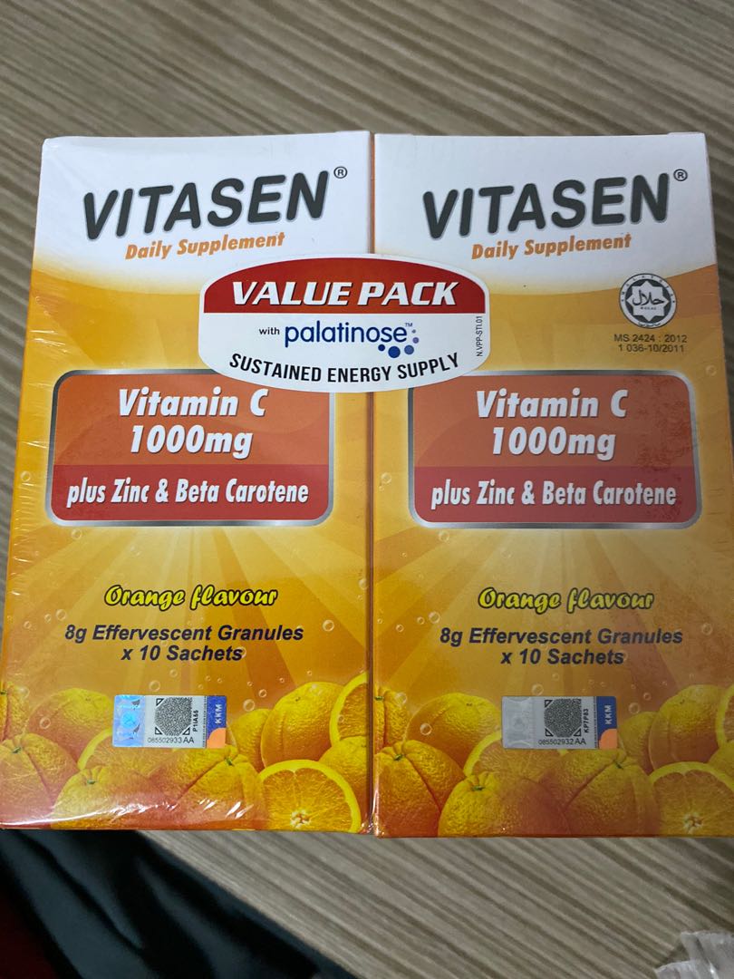 VITASEN Daily supplement VItamin C 1000mg plus Zinc & Beta Carotene Effervescent Granules