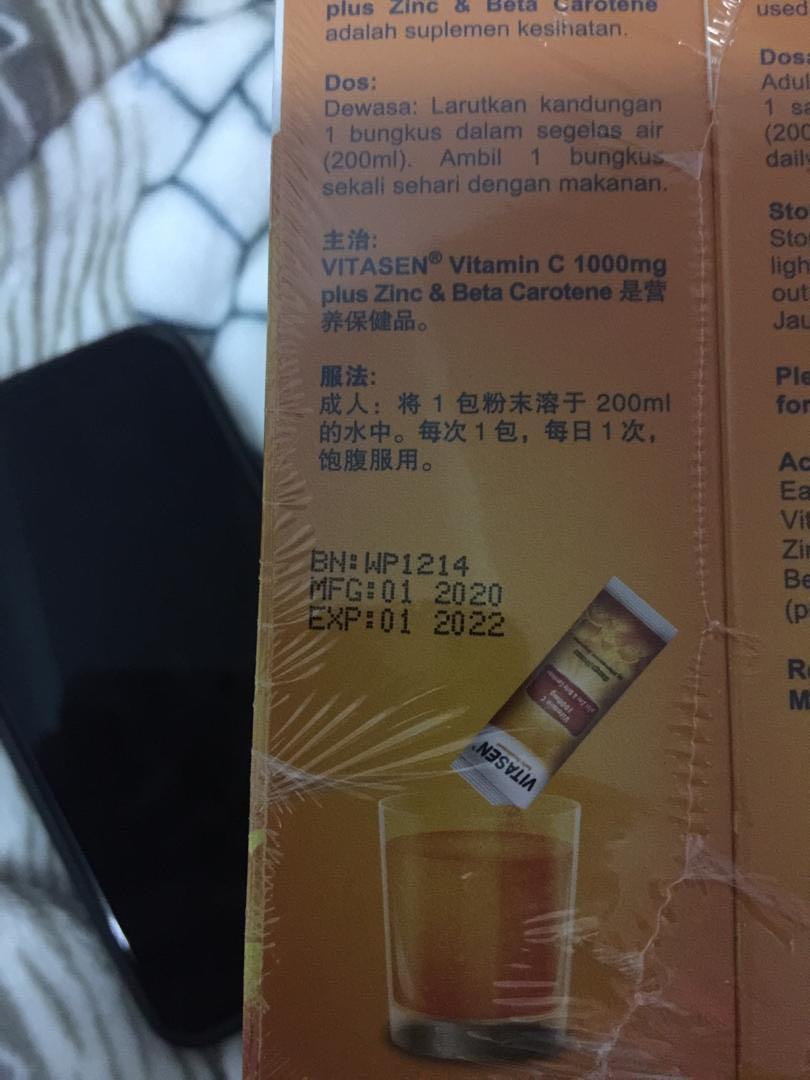 VITASEN Daily supplement VItamin C 1000mg plus Zinc & Beta Carotene Effervescent Granules