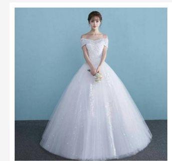 Gaun pengantin off shoulder - gaun prewedding - wedding dress - bridal - pernikahan - dress wanita