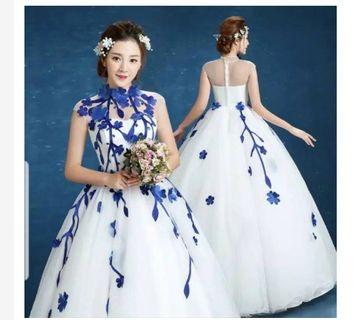 Gaun elegant bunga/gaun pengantin /gaun prewedding /gaun wedding