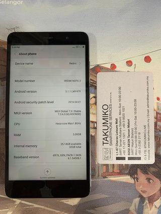 Redmi Note 3 32GB Gray 3 Months Warranty @TAKUMIKO