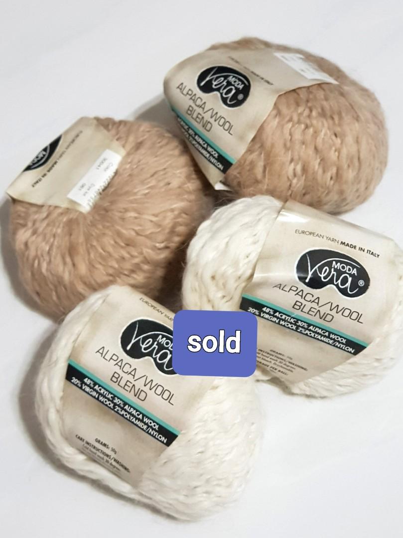 2 balls Moda Vera Alpaca/ Wool Blend Yarn (50g), Hobbies & Toys