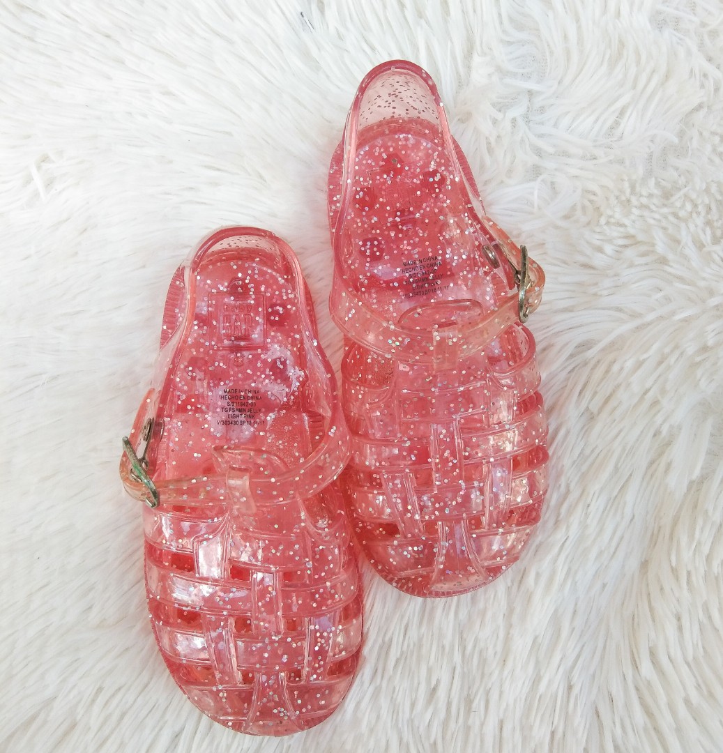 Baby GAP Basketweave Jelly Sandals/Shoes in Pink Glitter
