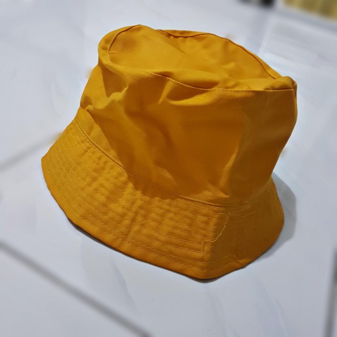 Bucket Hat / topi mustard, Fesyen 