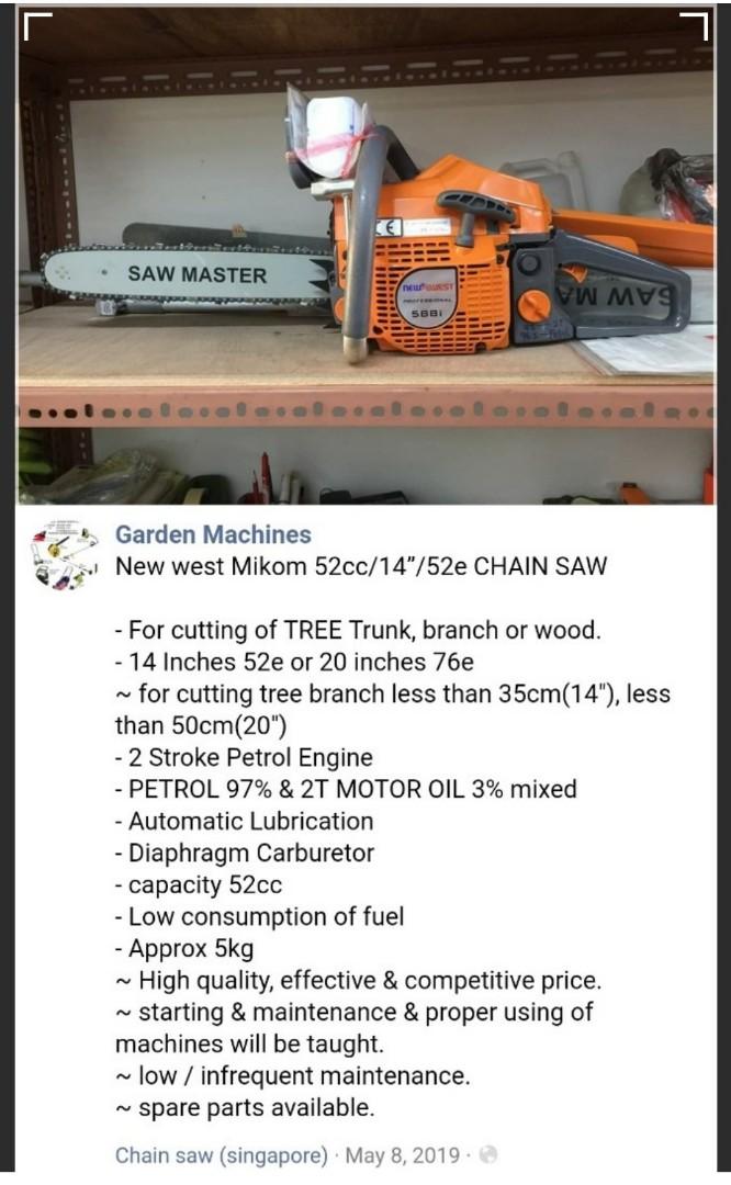 Chain Saw Wood Cutter Petrol Engine Gardening On Carousell