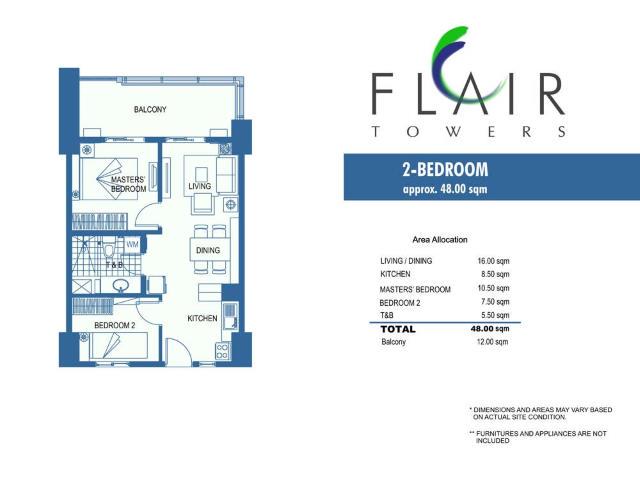 For Rent 2 Bedroom Bare  with Balcony Flair Towers Mandaluyong