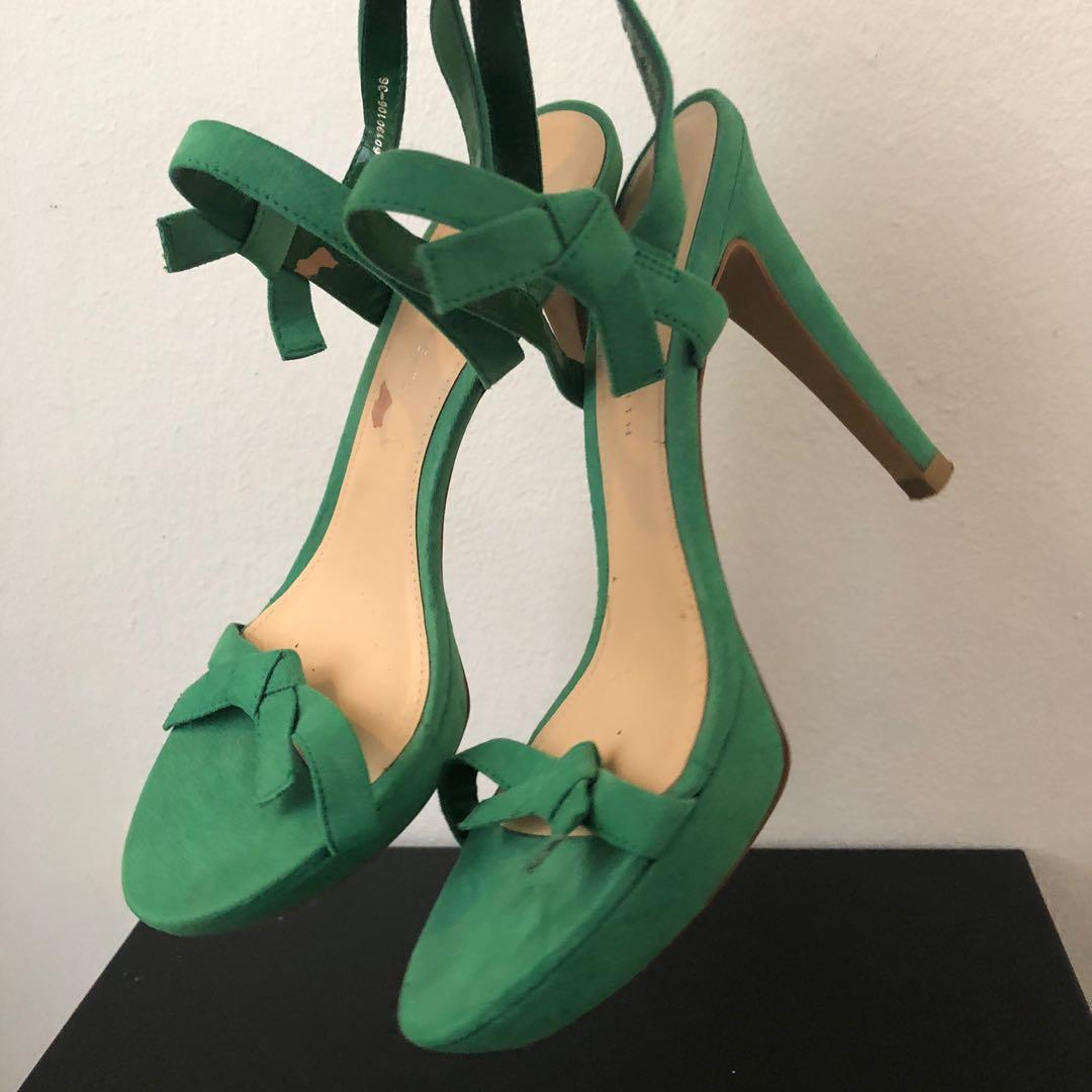 green strappy shoes