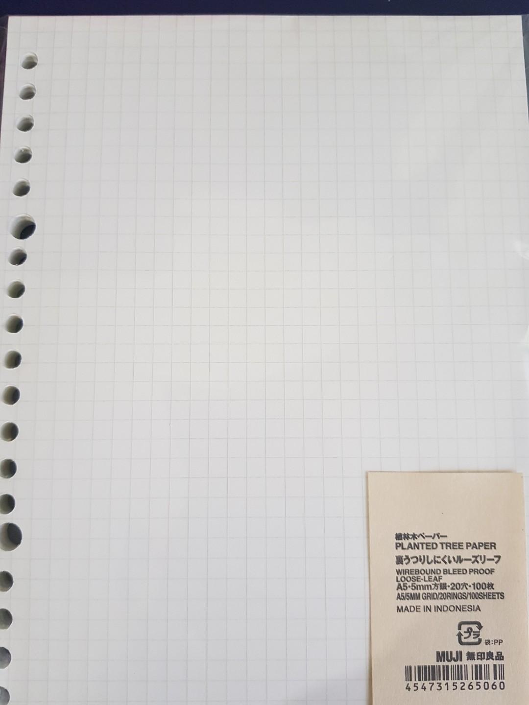 Muji A5 loose leaf grid paper, Hobbies & Toys, Stationery & Craft