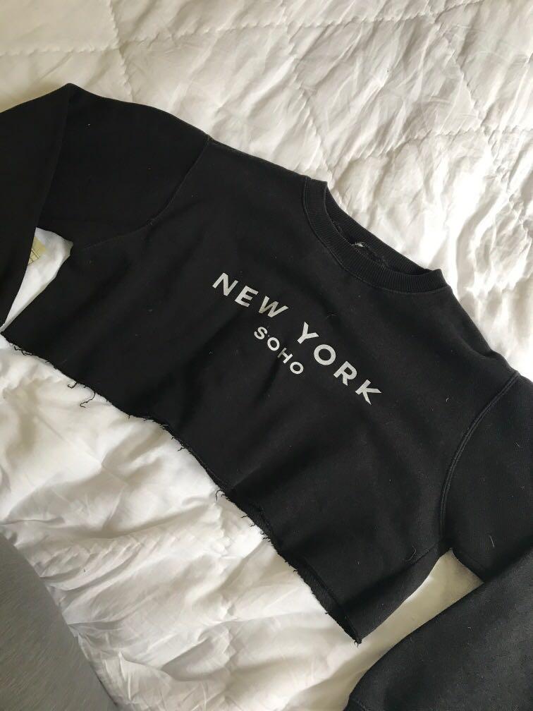 New York SoHo Brandy Melville Cropped SweatShirt Women s Fashion