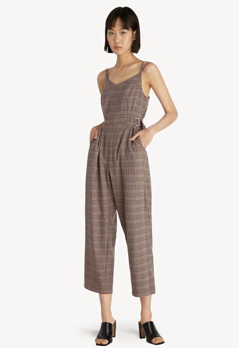 Brown plaid jumpsuit