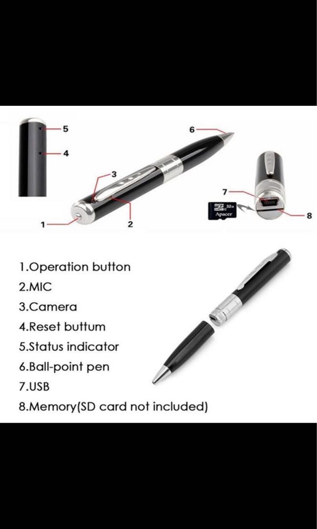 Spy Pen Camera Recording and Audio! For Security, Work and School!