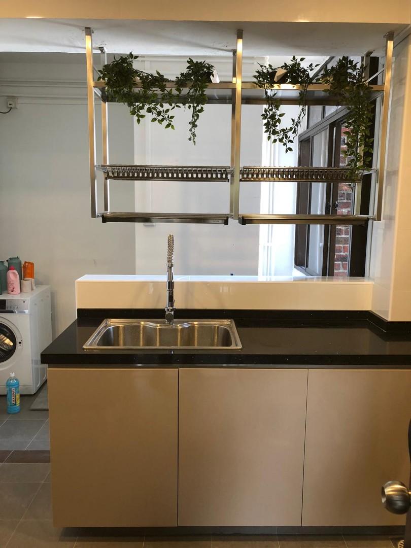 Dish Rack. Suspended / Ceiling Mounted ;FREE CUTLERY BASKET, Home Services,  Renovations, Toilet Renovation on Carousell