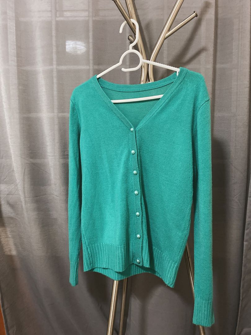 teal cardigan