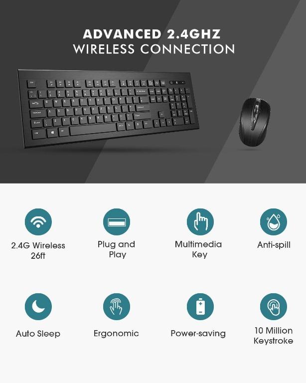 Wireless Keyboard and Mouse Combo (Model CS8800G), Computers & Tech