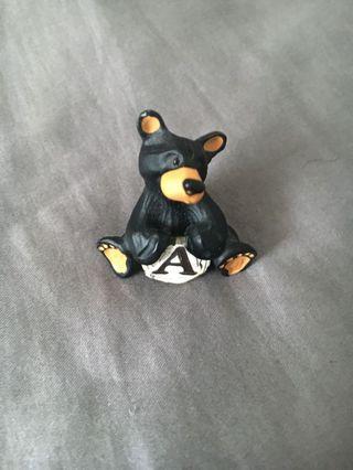 Figurine- Black Bear, Initial A