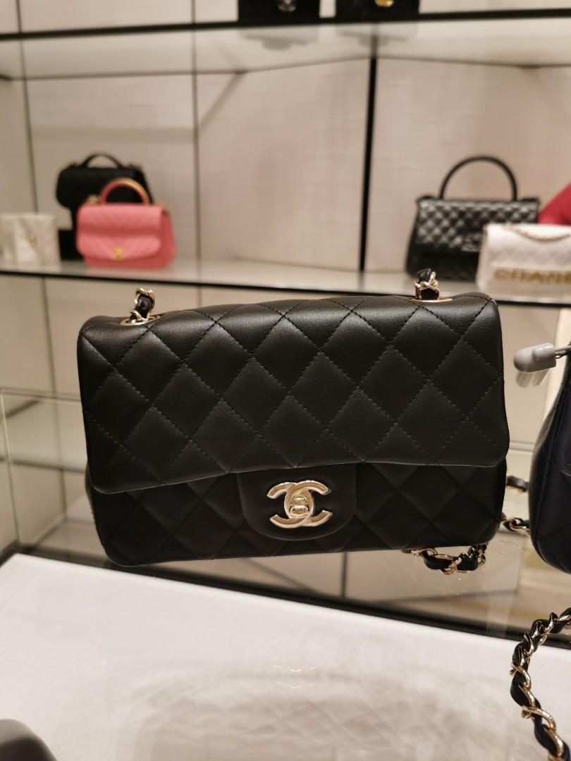 Chanel Mini Rectangular Lambskin Black Gold Hardware - Luxury Shopping