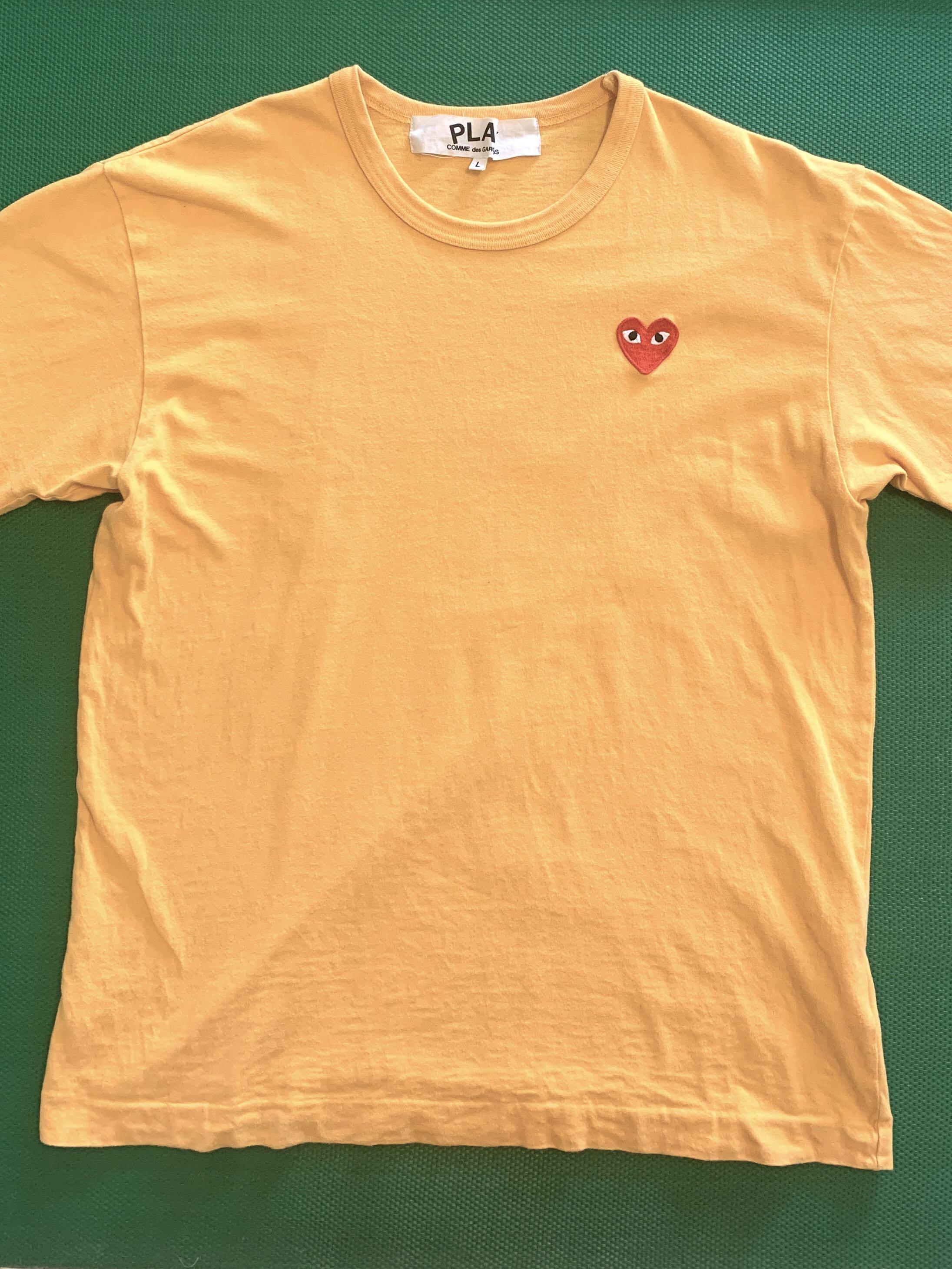 Cdg Play T Shirt Yellow Men S Fashion Tops Sets Tshirts Polo Shirts On Carousell