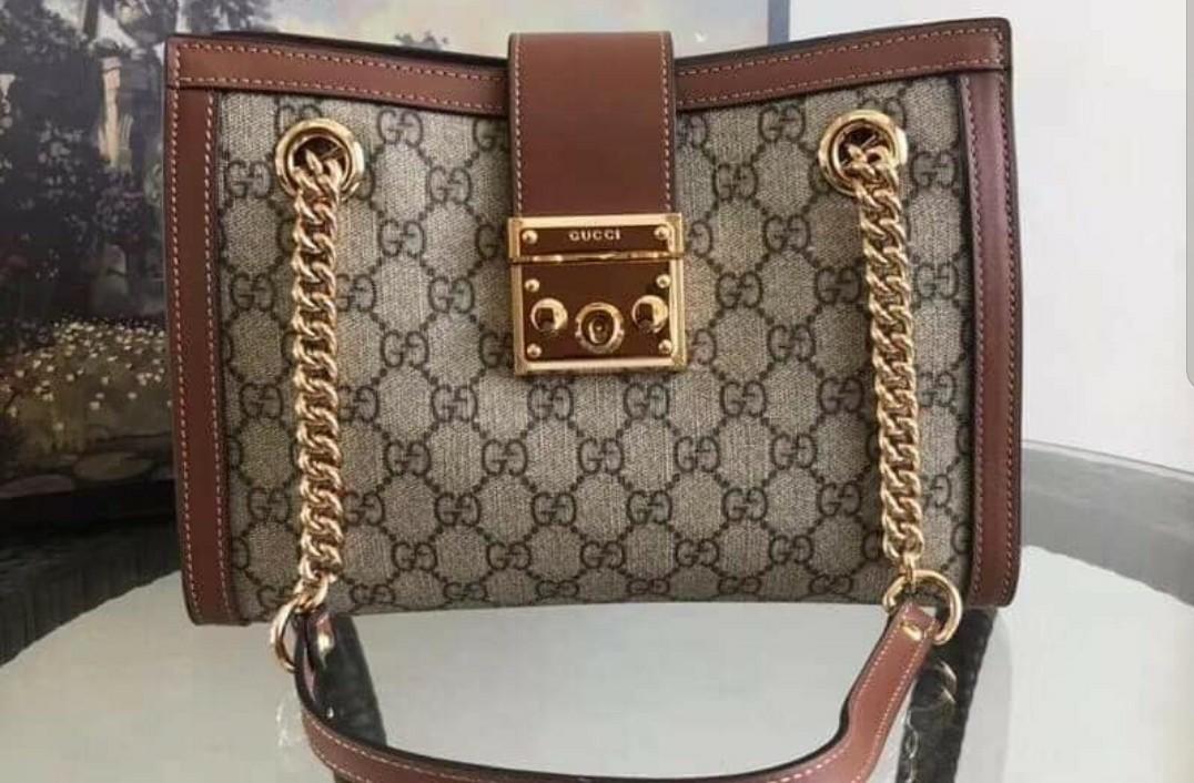 Padlock Small GG Supreme Shoulder Bag in Brown - Gucci